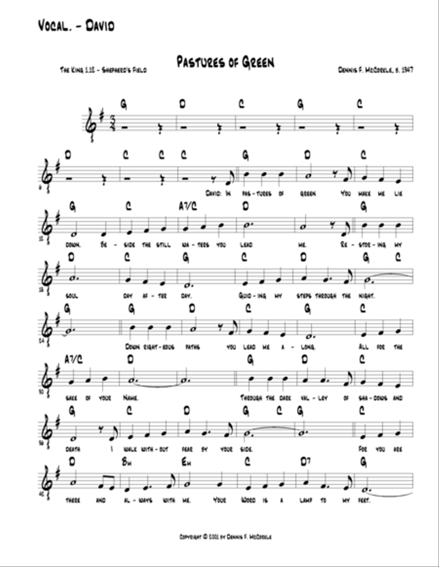 23rd Psalm (Pastures of Green) (David) from 