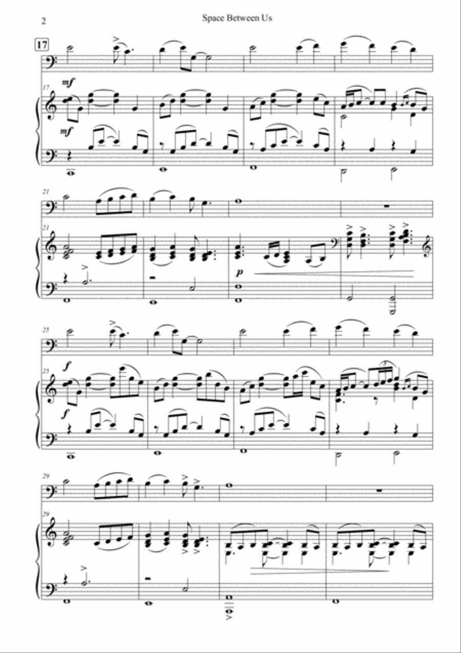 Space Between Us Piano scores gallery preview page 2