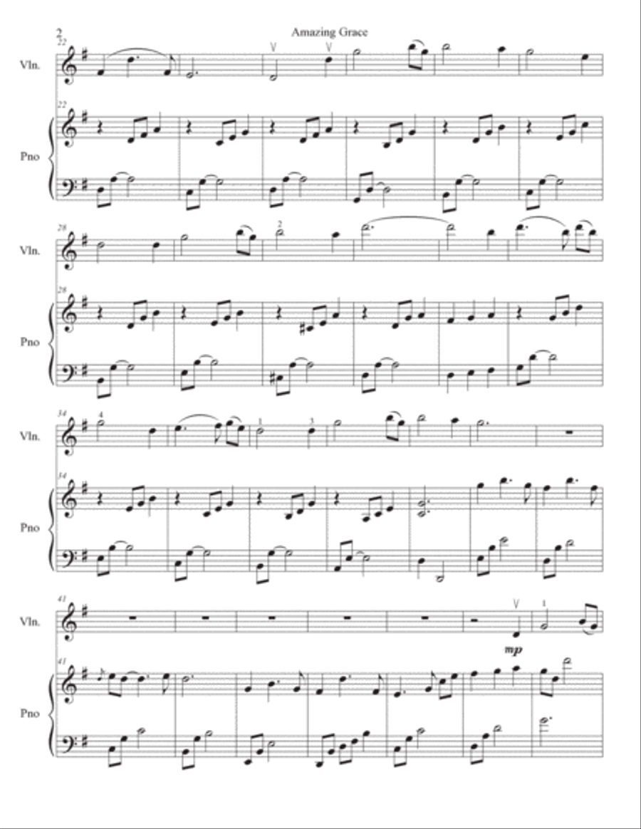 Amazing Grace Violin Solo scores gallery preview page 3