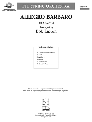Book cover for Allegro Barbaro: Score