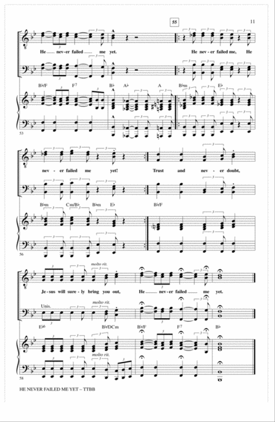 He Never Failed Me Yet (arr. Keith Christopher) TTBB scores gallery preview page 9