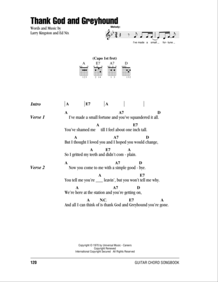 Thank God And Greyhound Thank God And Greyhound Electric Guitar scores gallery preview page 1
