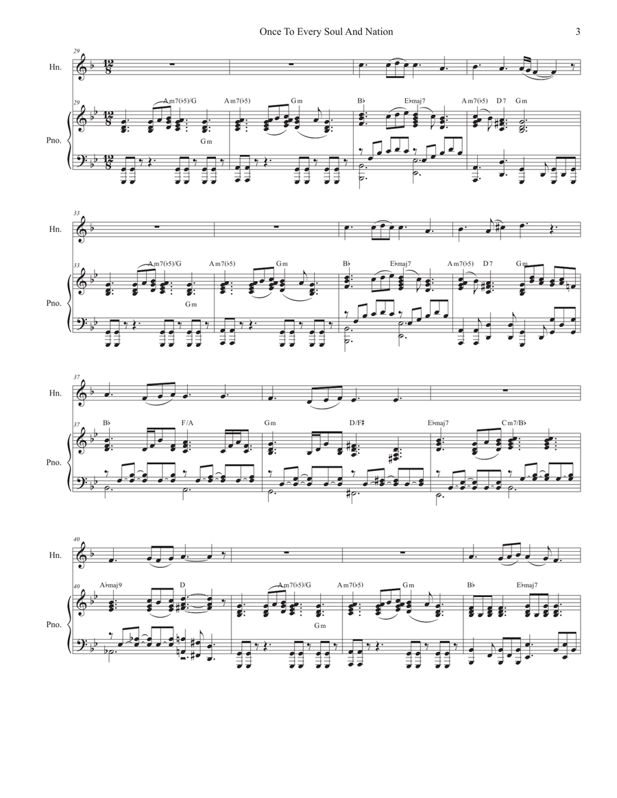 Once To Every Soul And Nation (French Horn solo and Piano) Piano scores gallery preview page 4