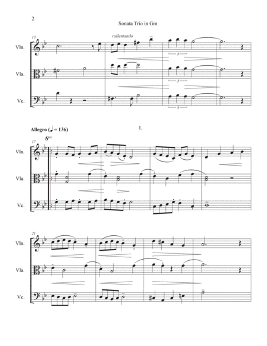 Sonata Trio in Gm (adapted from Quartet in Gm) String Trio scores gallery preview page 4