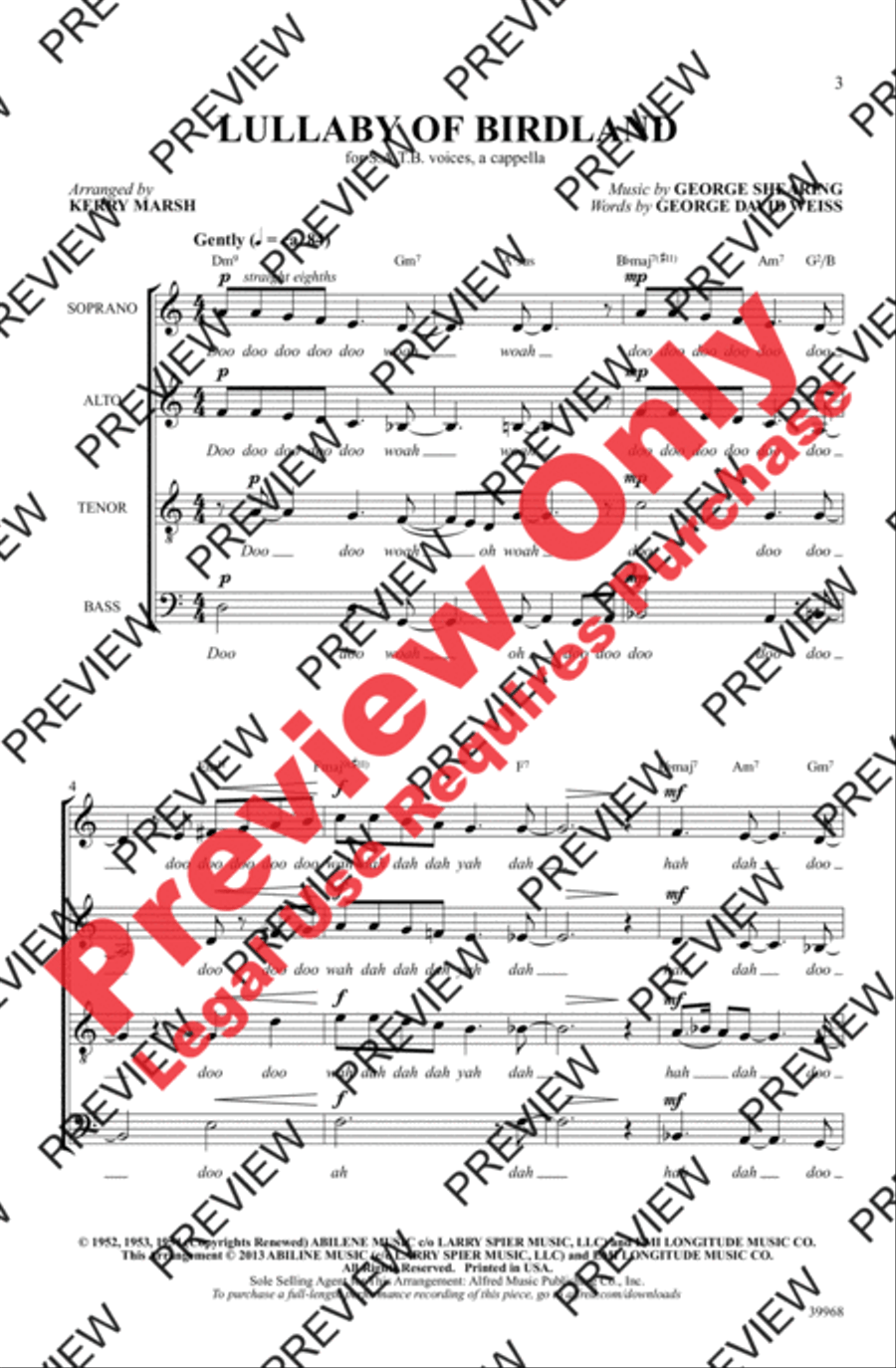 Lullaby of Birdland 4-Part scores gallery preview page 12