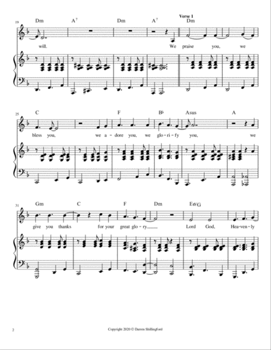 Gloria - Darren Shillingford Unison Choir scores gallery preview page 2