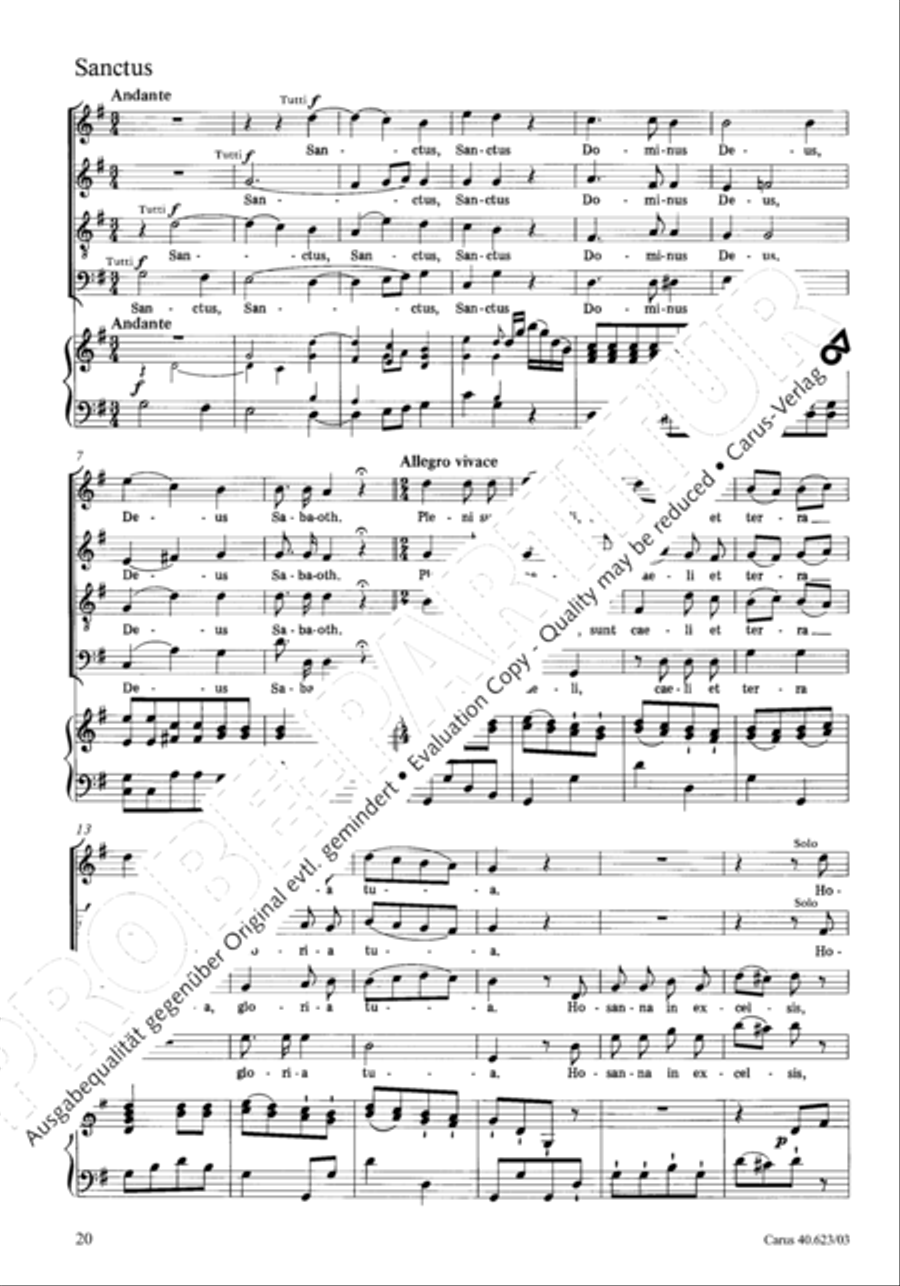 Missa brevis in G major 4-Part scores gallery preview page 23