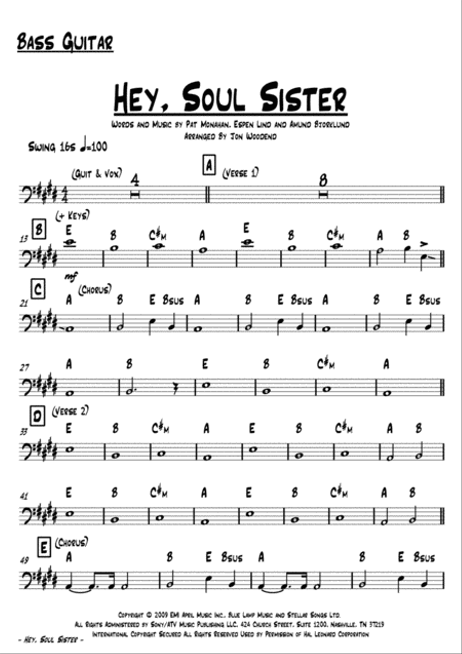 Hey, Soul Sister Jazz Ensemble scores gallery preview page 4