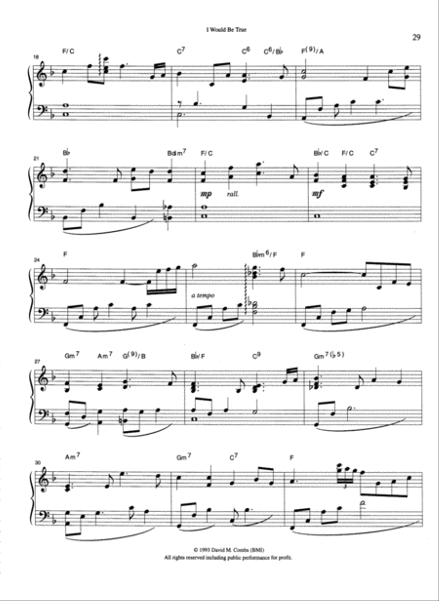 I Would Be True Piano Solo scores gallery preview page 2