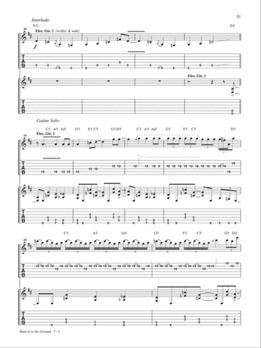 Burn It to the Ground Guitar Tablature scores gallery preview page 4