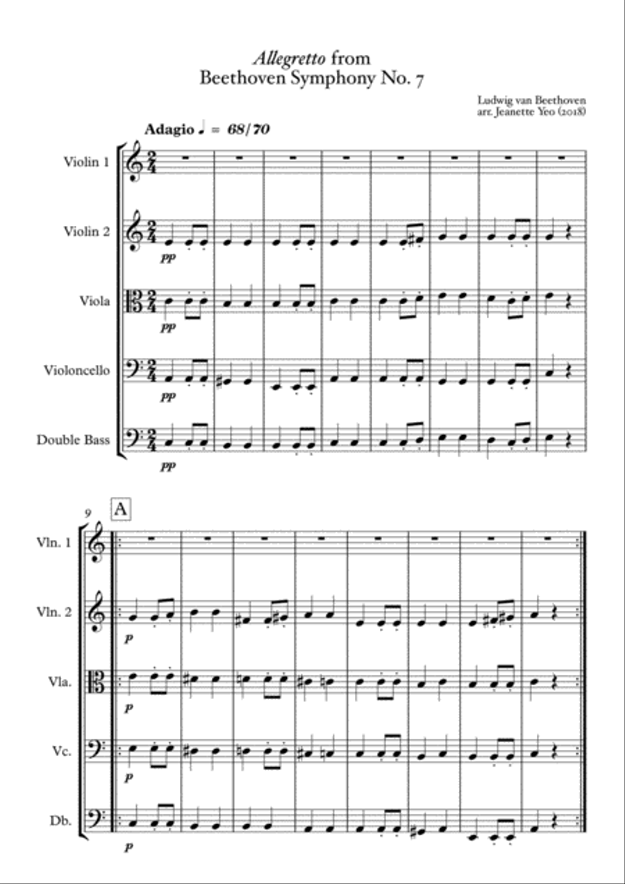 Allegretto from Beethoven Symphony No. 7 for String Ensemble (Conductor's Score) String Orchestra scores gallery preview page 2