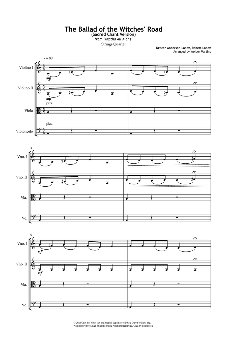 The Ballad Of The Witches' Road (Sacred Chant Version) String Quartet scores gallery preview page 2