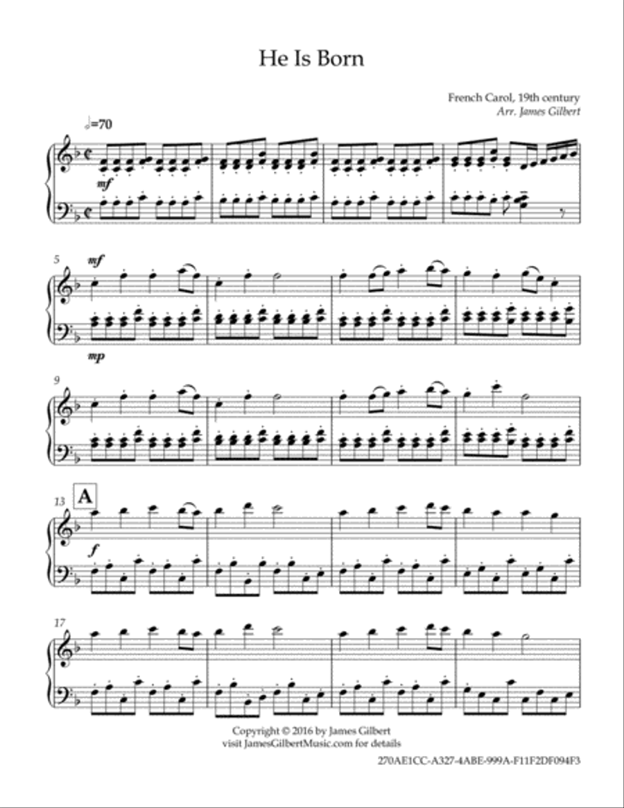 He Is Born (Il Est Ne) Piano Solo scores gallery preview page 2
