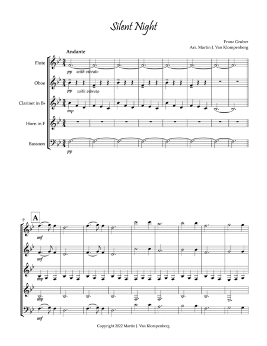 Silent Night, for wind quintet Woodwind Quintet scores gallery preview page 3