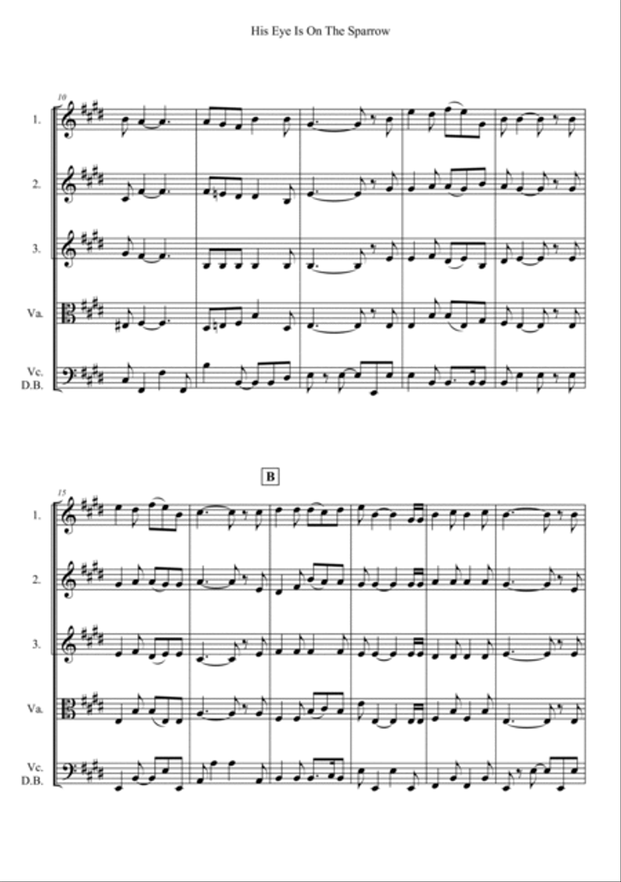 His Eye Is On The Sparrow String Orchestra scores gallery preview page 2