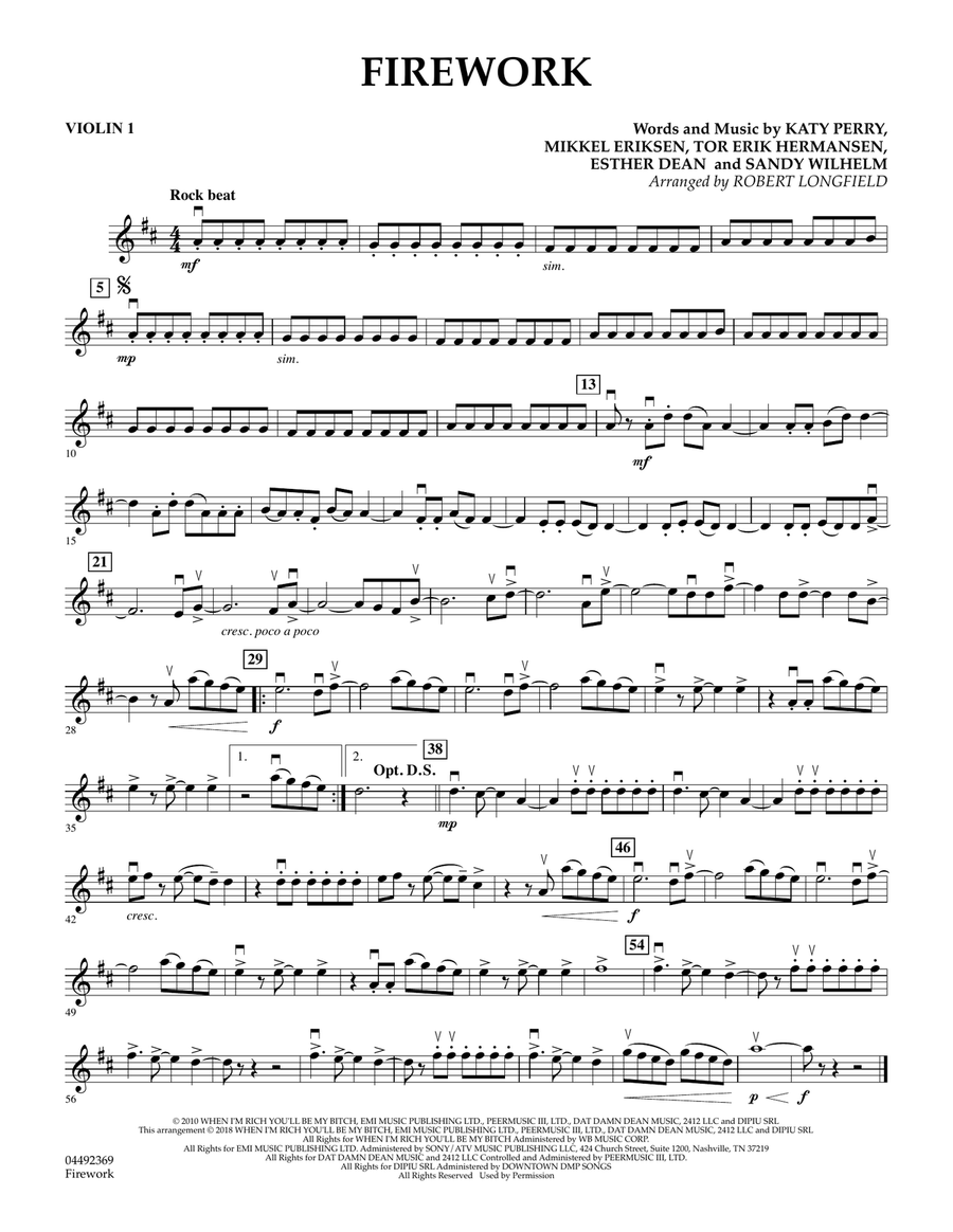 Firework (arr. Robert Longfield) - Violin 1