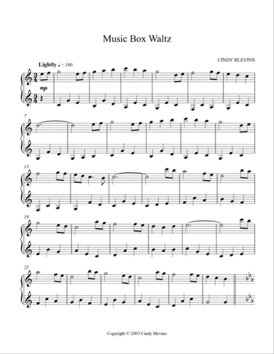 Music Box Waltz, original Piano Solo Piano Solo scores gallery preview page 2