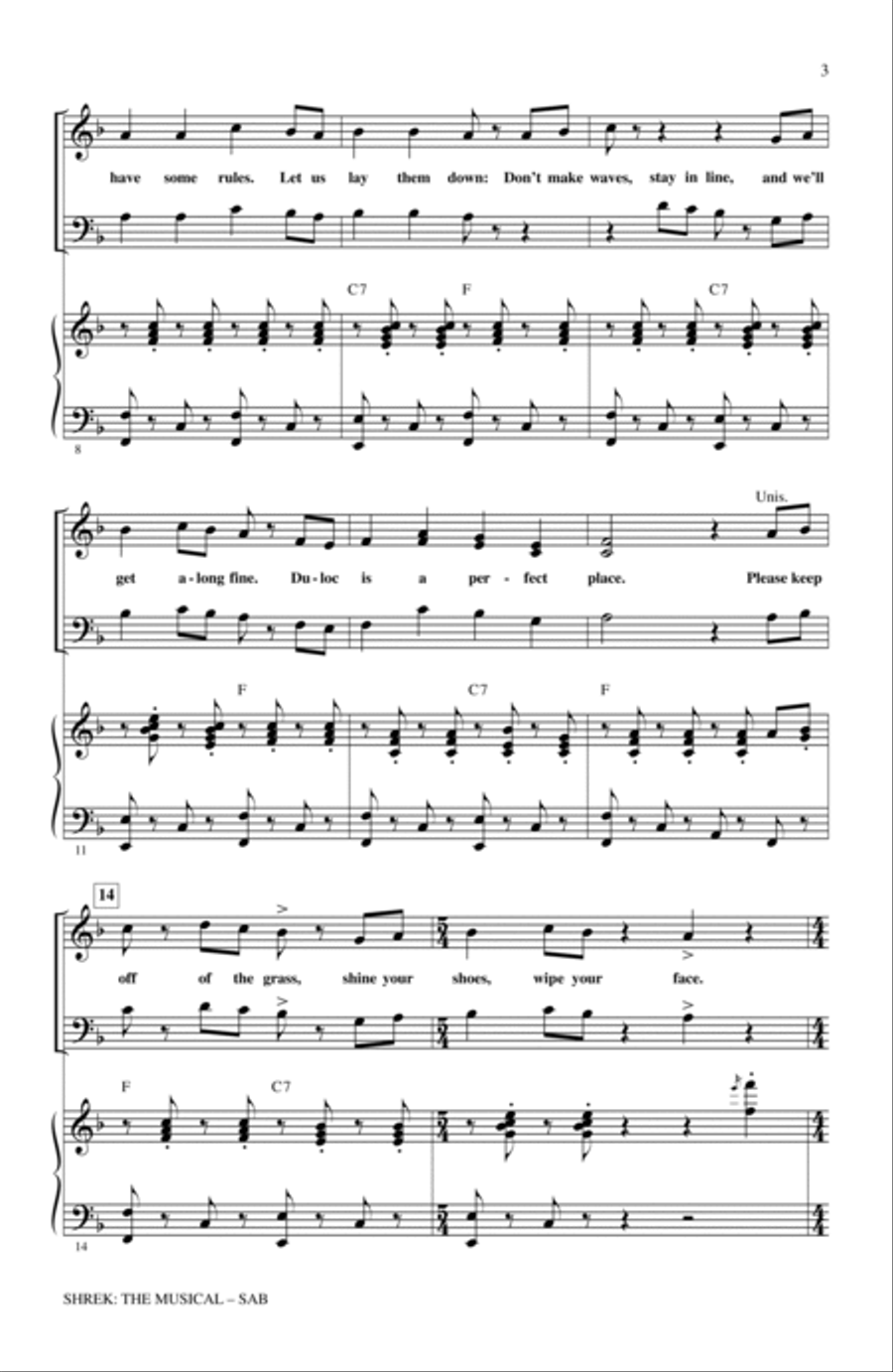 Shrek: The Musical (Choral Medley) 3-Part scores gallery preview page 2