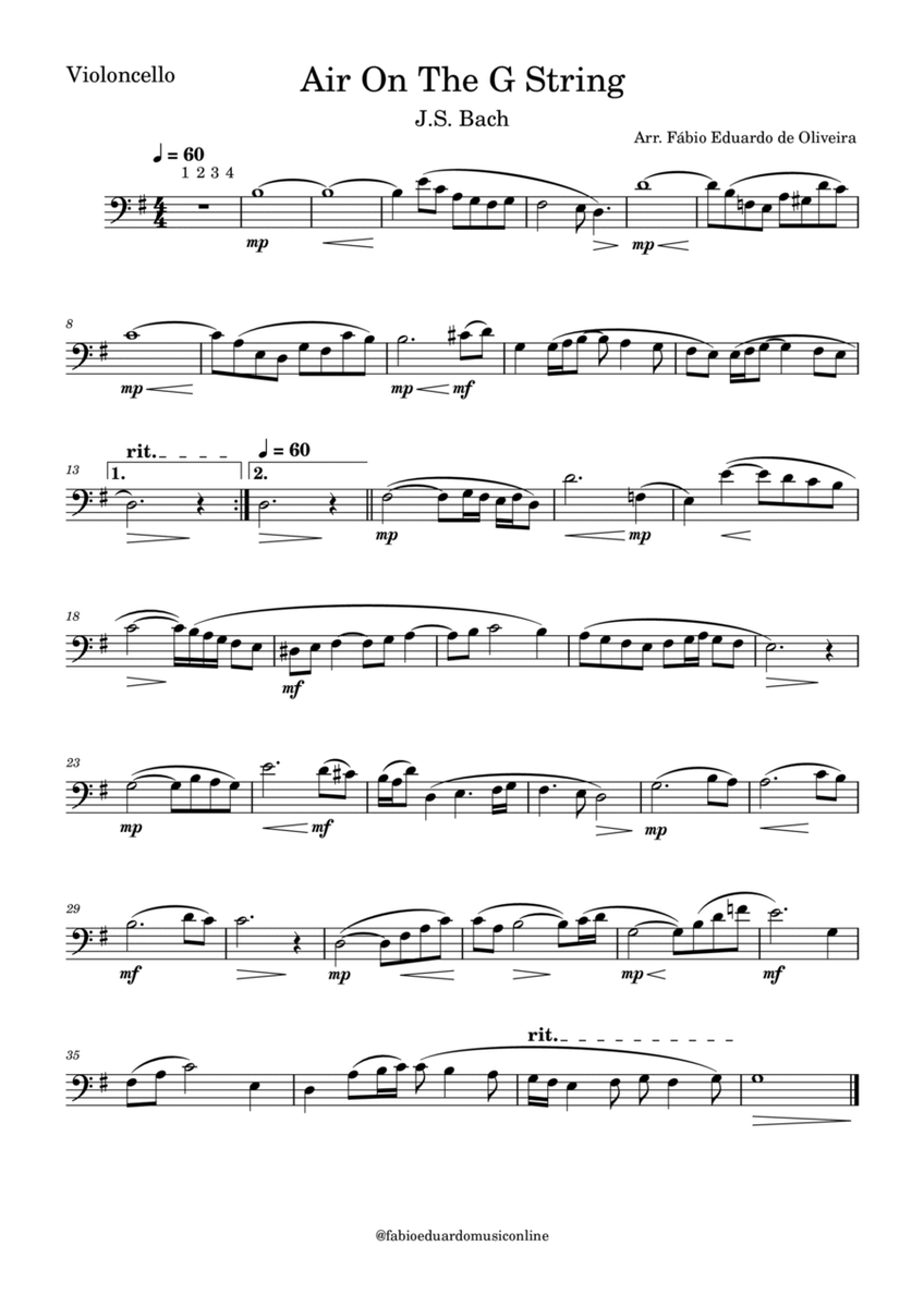 Air On The G String (Bach) - Easy Arrangement image number null