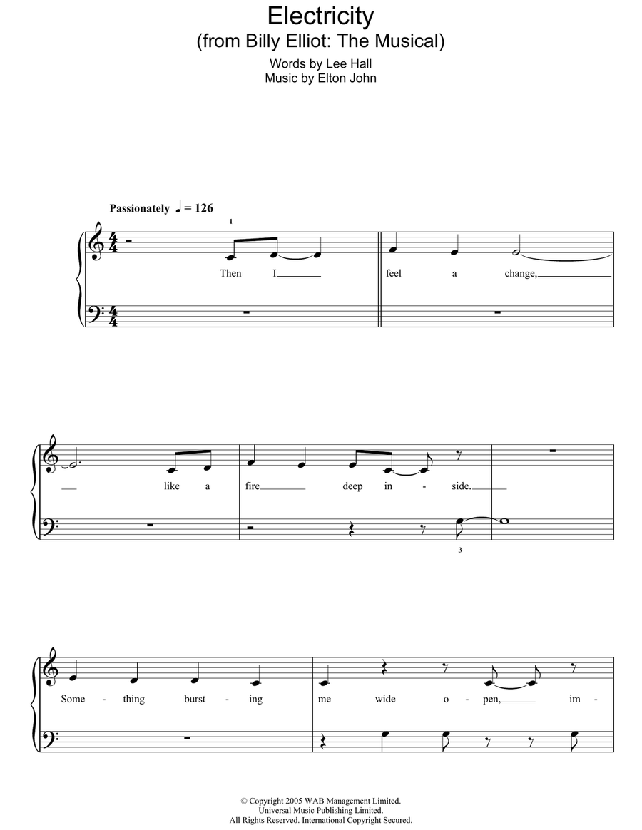 Electricity (from Billy Elliot: The Musical) Voice scores gallery preview page 1