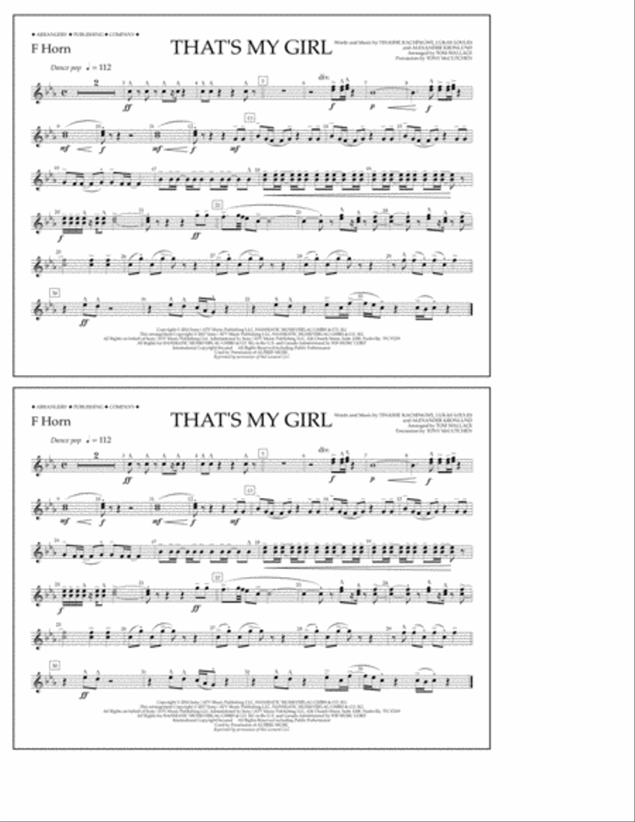 That's My Girl - F Horn Marching Band scores gallery preview page 1