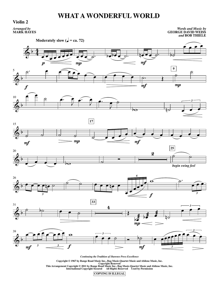 What A Wonderful World - Violin 2 Choir scores gallery preview page 1