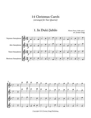 Book cover for 14 Christmas Carols (arranged for Sax Quartet SATB)