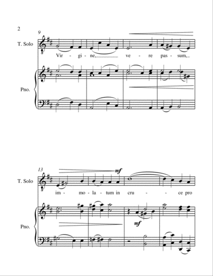 Ave Verum Corpus Tenor Voice and Piano - Intermediate level Tenor Voice scores gallery preview page 2