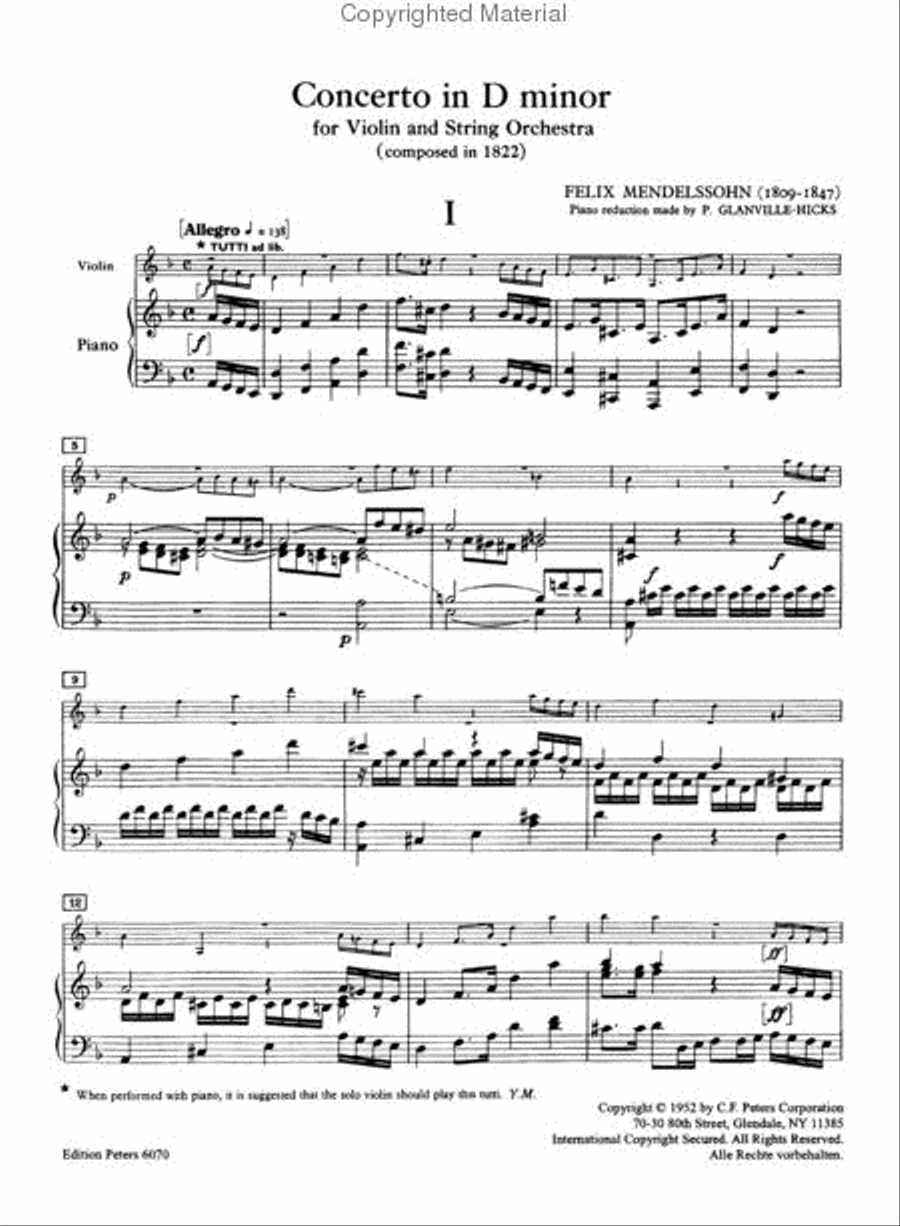 Violin Concerto In D Minor Violin Solo scores gallery preview page 3