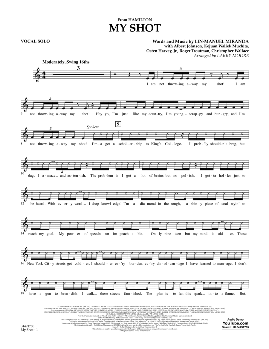 My Shot - Vocal Solo My Shot - Vocal Solo Voice Solo scores gallery preview page 1