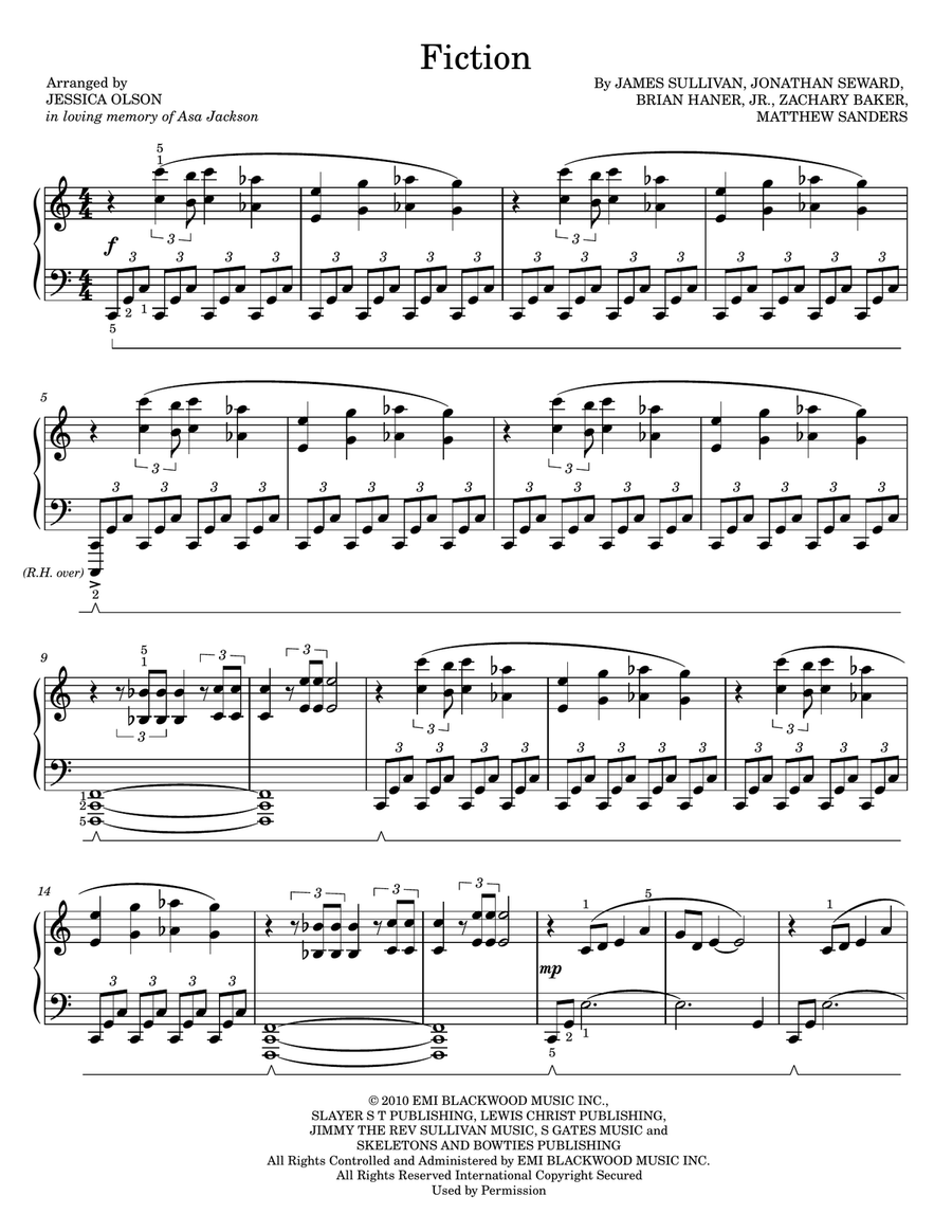 Fiction Piano Solo scores gallery preview page 1