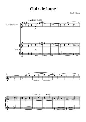 Clair de Lune by Debussy - Alto Saxophone and Piano
