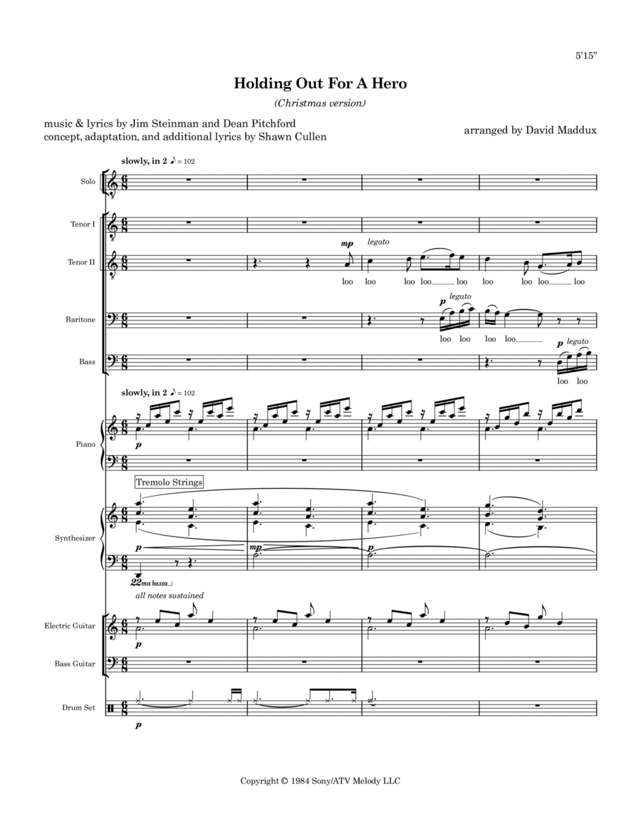 Holding Out For A Hero Small Ensemble scores gallery preview page 1
