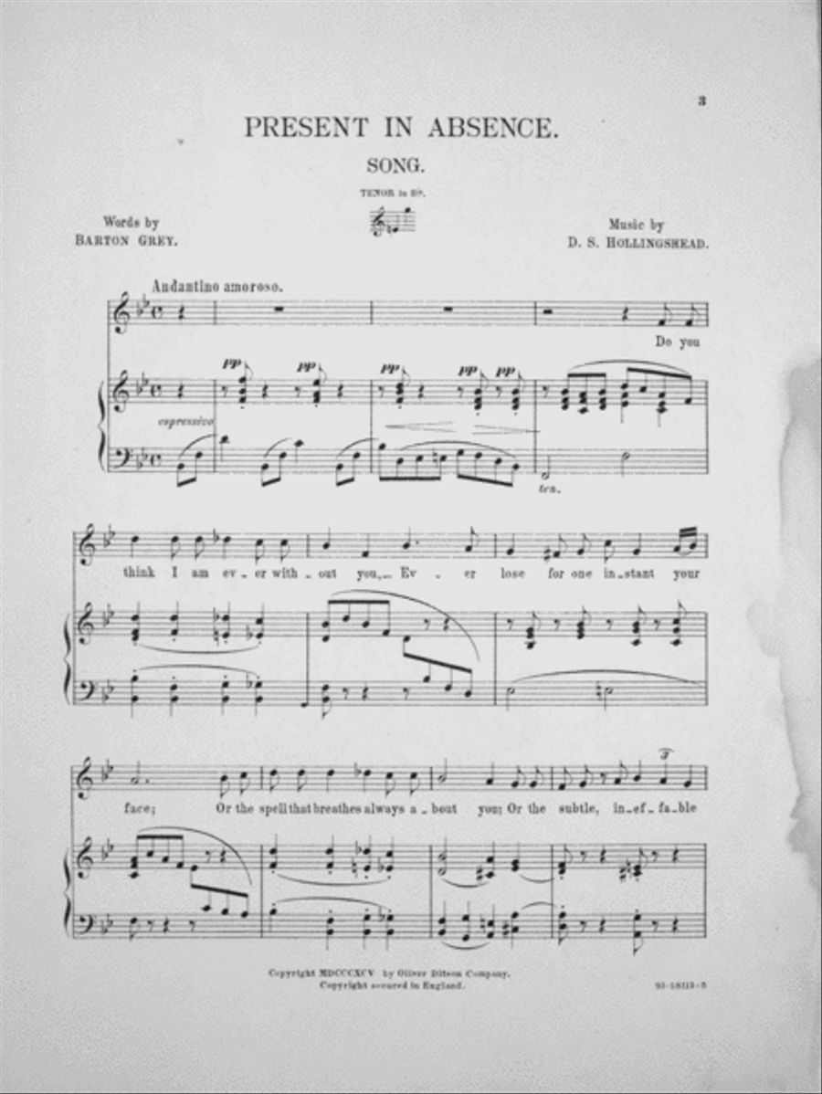 Present in Absence. Song for Tenor Voice scores gallery preview page 2