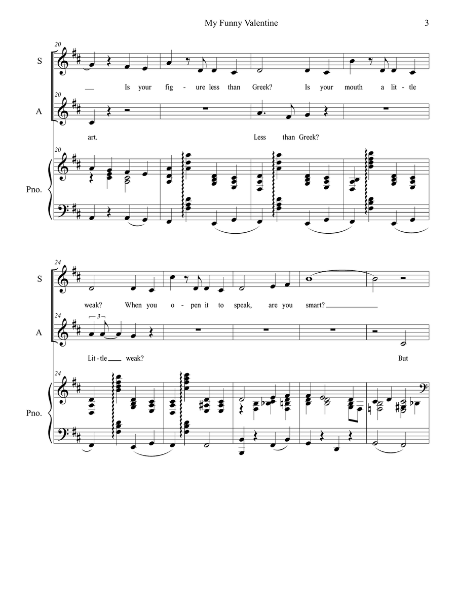 My Funny Valentine My Funny Valentine Vocal Duet scores gallery preview page 3