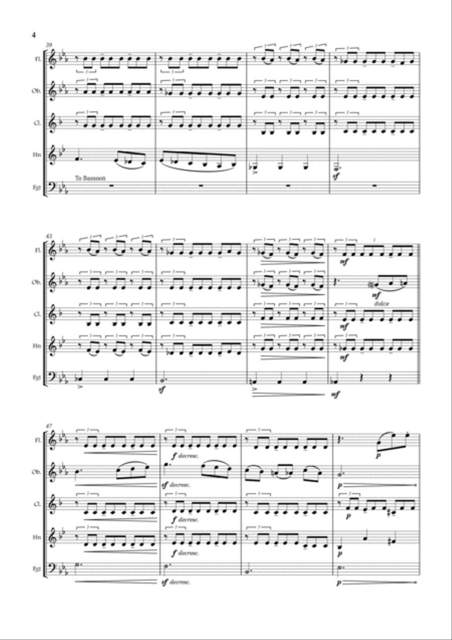 The Fleecy Clouds (Op. 53 No. 2) - from Songs Without Words (Lieder ohne Worte) Woodwind Ensemble scores gallery preview page 4
