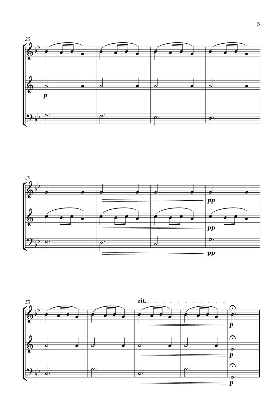 Mykola Leontovych - Carol of the Bells (for Flute, Trumpet and Cello) Small Ensemble scores gallery preview page 3