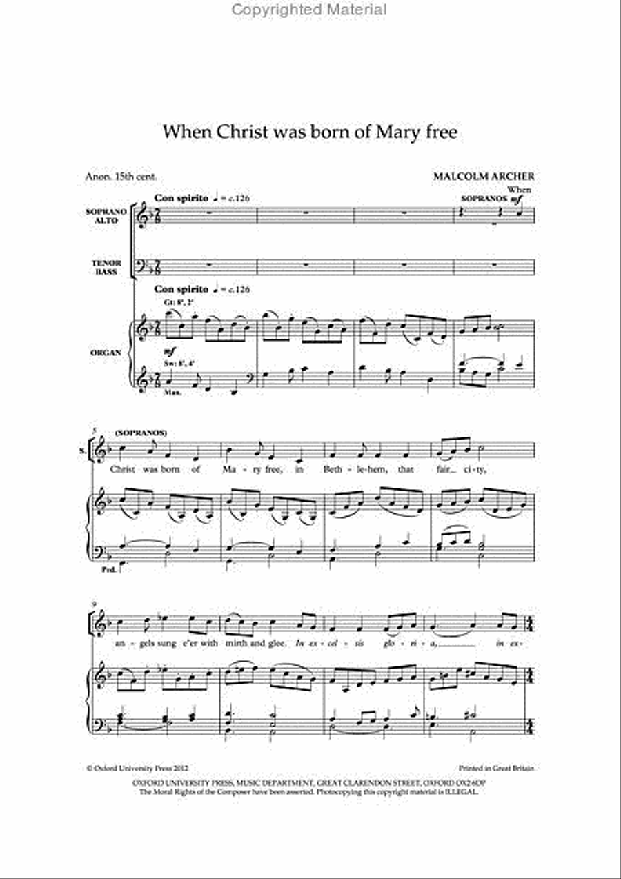 When Christ was born of Mary free 4-Part scores gallery preview page 2