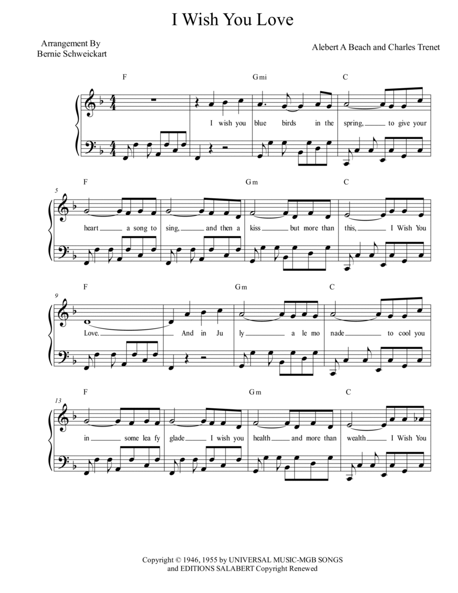 I Wish You Love (ques Reste T Il De Nos Amours) Voice scores gallery preview page 1