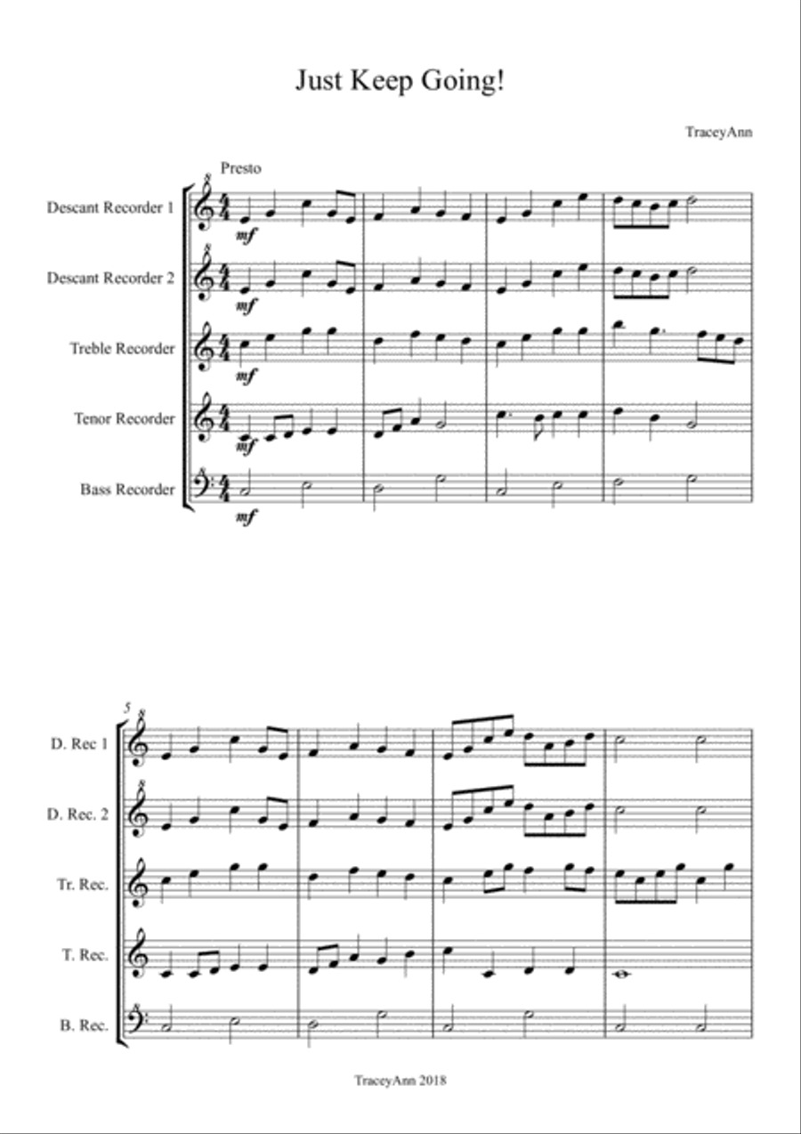 Just Keep Going! Woodwind Quintet scores gallery preview page 1