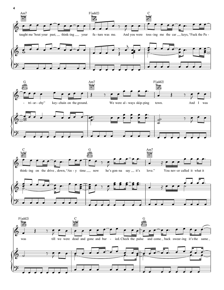 All Too Well (10 Minute Version) (Taylor's Version) (From The Vault) Piano, Vocal, Guitar scores gallery preview page 4