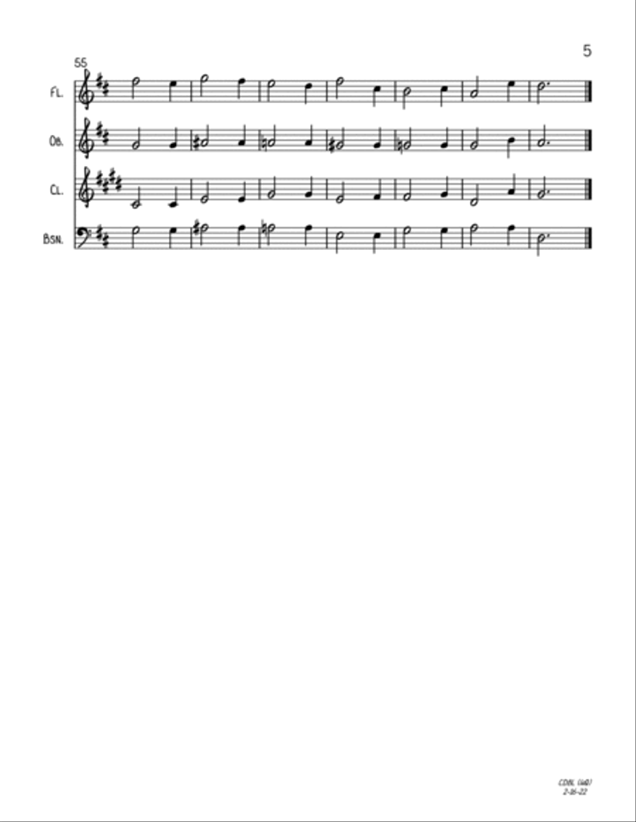 The Chipmunk Song Woodwind Quartet scores gallery preview page 5