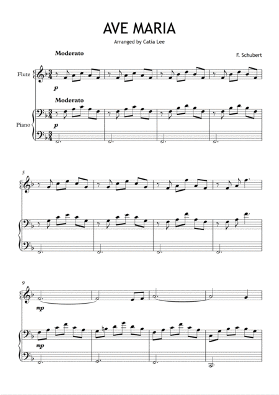 Ave Maria - Schubert for flute and piano F Major Flute Solo scores gallery preview page 2