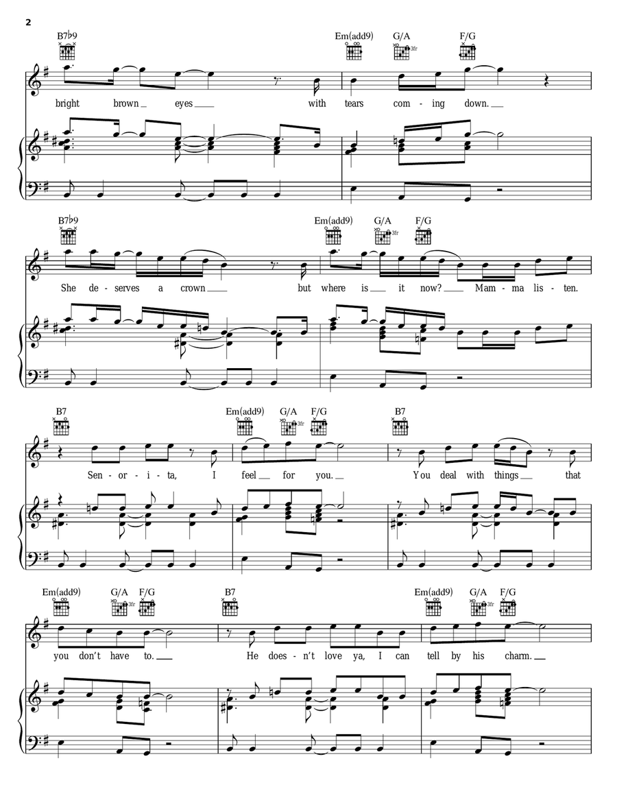 Señorita Señorita Piano, Vocal, Guitar scores gallery preview page 2