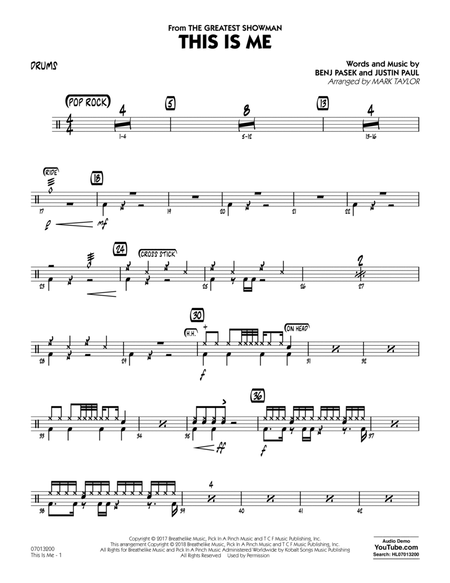 This Is Me (from The Greatest Showman) (arr. Mark Taylor) - Drums