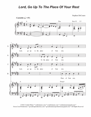 Lord, Go Up To The Place Of Your Rest (Vocal Quartet - (SATB)