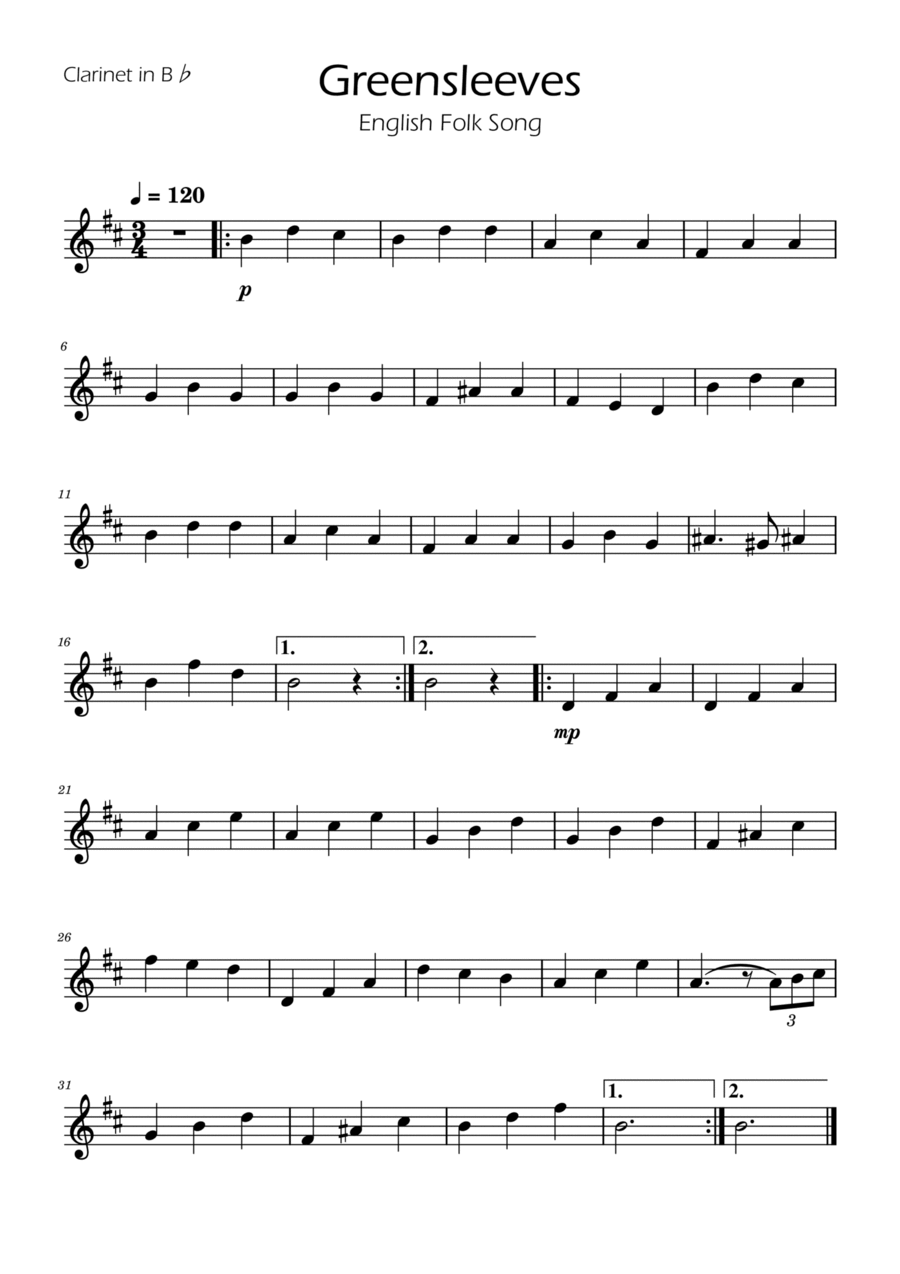 Greensleeves - Woodwind Trio w/ Piano Woodwind Trio scores gallery preview page 1