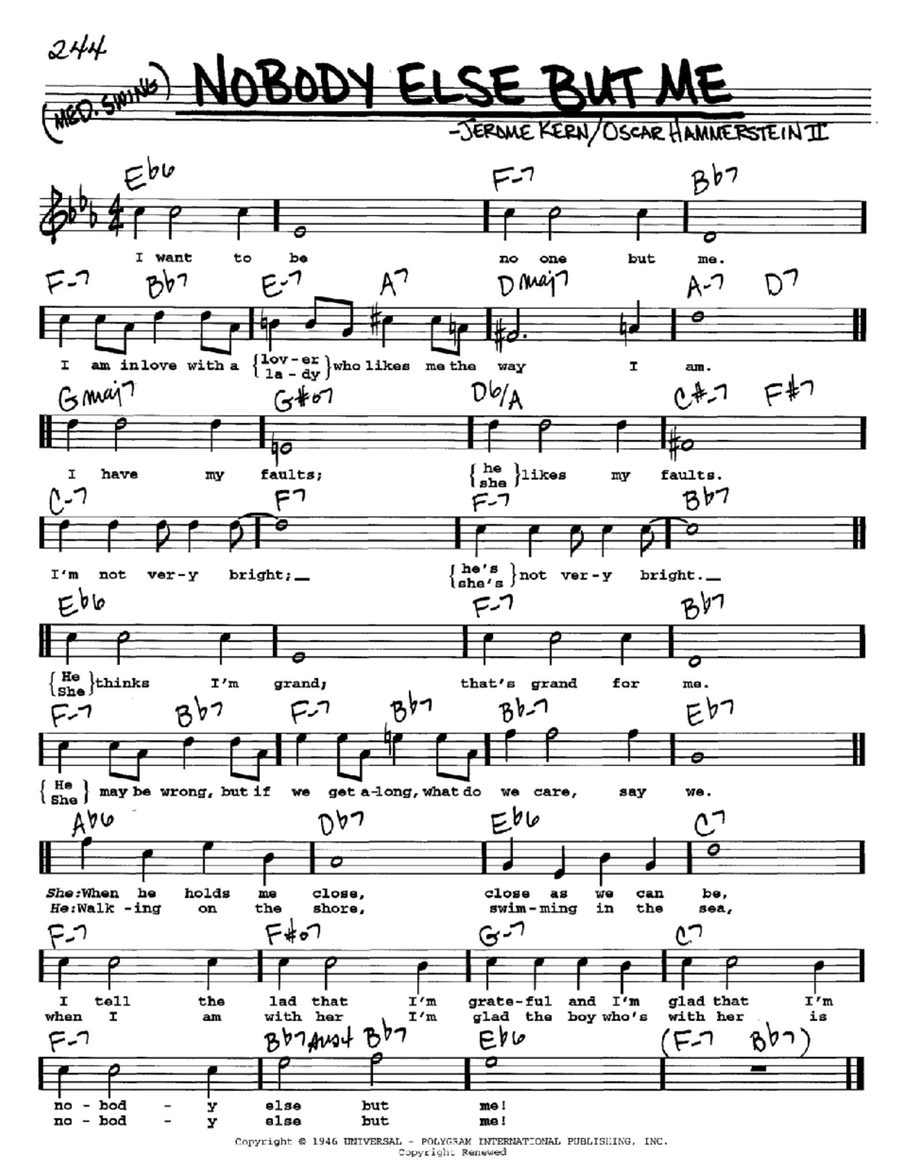 Nobody Else But Me Voice scores gallery preview page 1