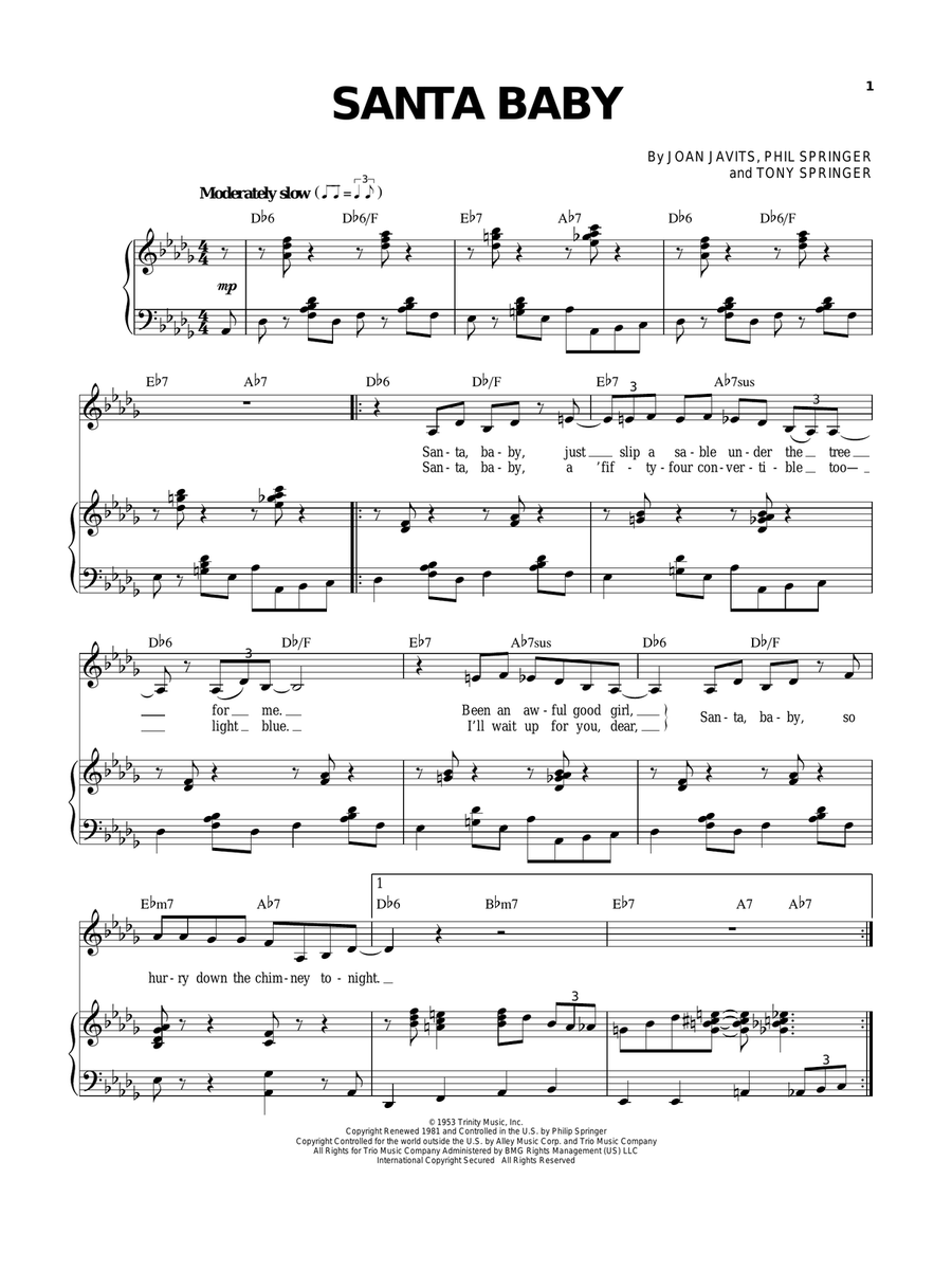 Santa Baby Santa Baby Voice scores gallery preview page 1