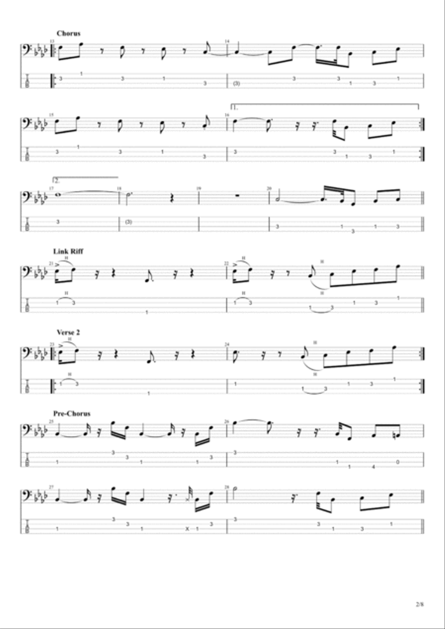 Stayin' Alive Bass Guitar scores gallery preview page 2